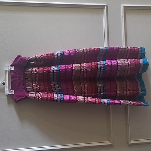 NEW Pepa Pombo Made in Columbia Hand-made Stripe Ribbon Colorful Maxi Skirt,Sz M - Picture 2 of 7